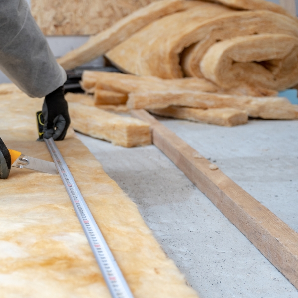 Cutting and fixing Glass wool Insulation on floor